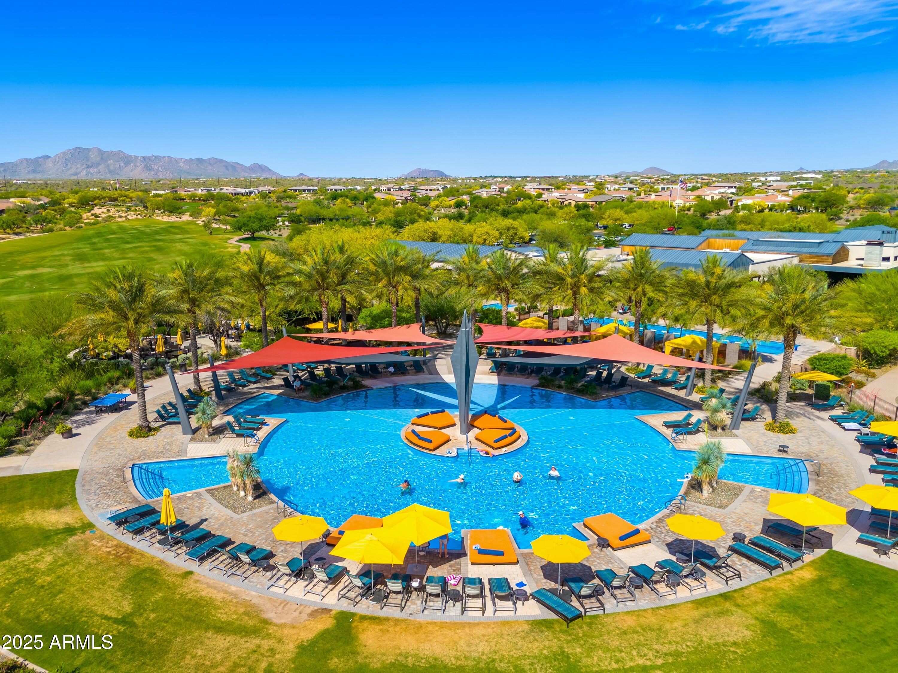 17972 East Silver Sage Lane Rio Verde, AZ 85263 - Photo 76 of 80 an aerial view of a resort with swimming pool and ocean view