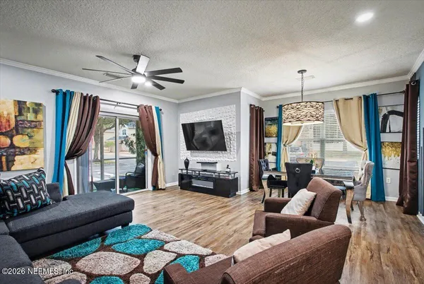 a living room with furniture