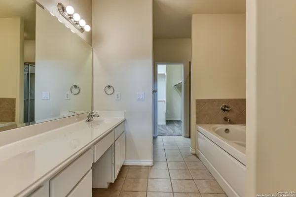 a bathroom with a bathtub
