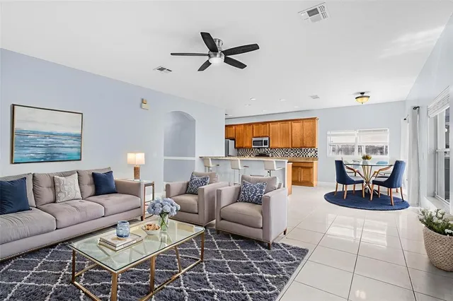 a living room with furniture