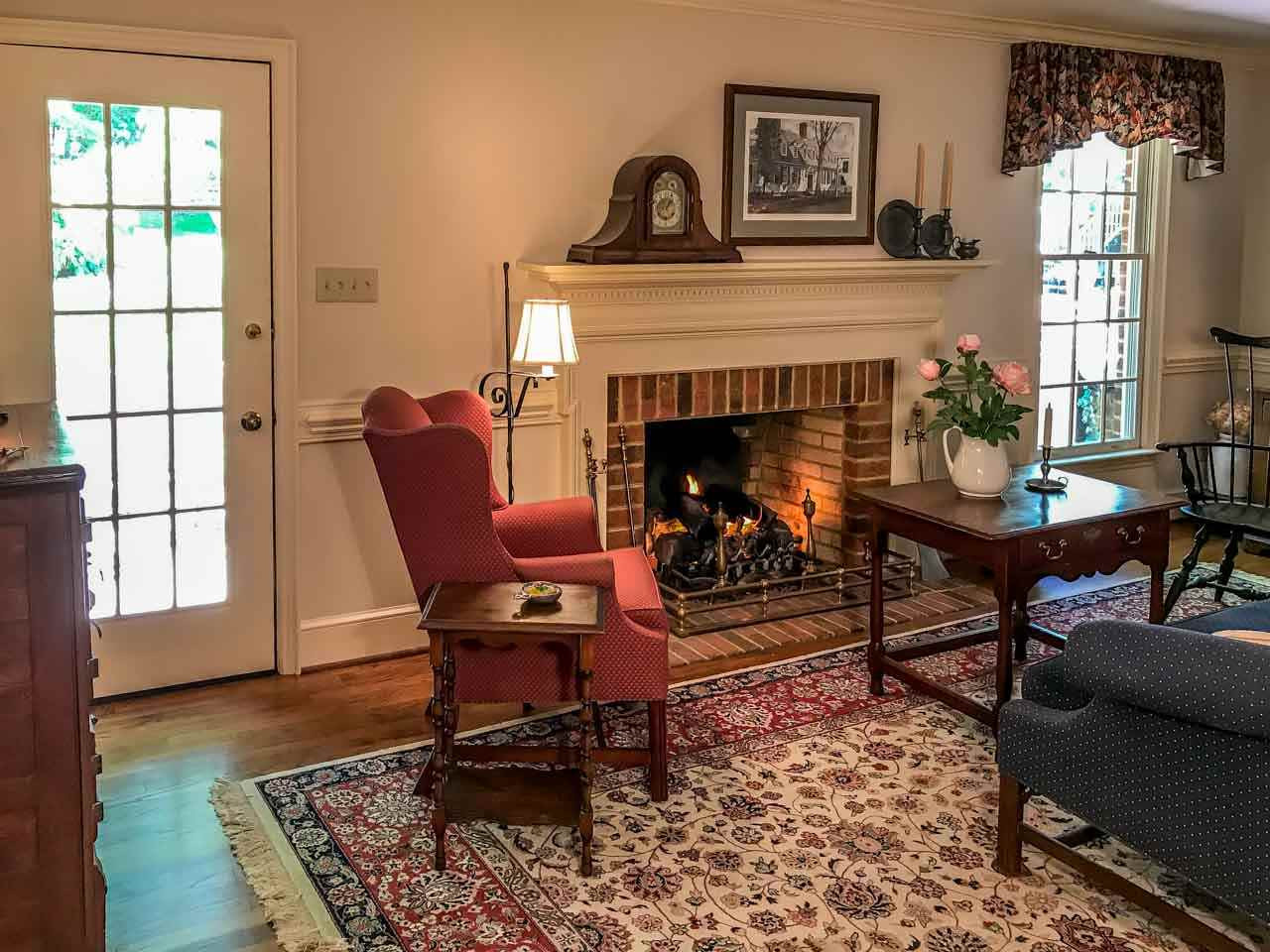 1806 Grande Oaks Road Durham, NC 27712 - Photo 17 of 25 Family Room with Wood Burning Fireplace, includes very realistic, authentic Williamsburg Gas Log set. Just off the kitchen this is a quiet place to relax, enjoy the fire or your favorite TV show. Family Room