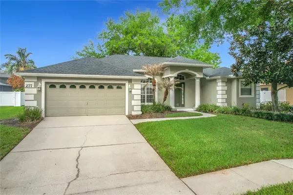 front view of a house with a yard