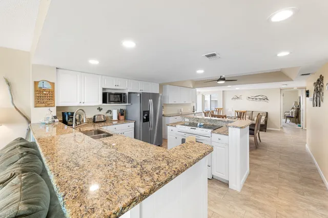 a large kitchen with lots of counter space