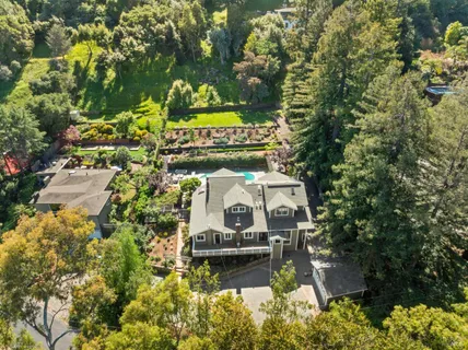 an aerial view of a house
