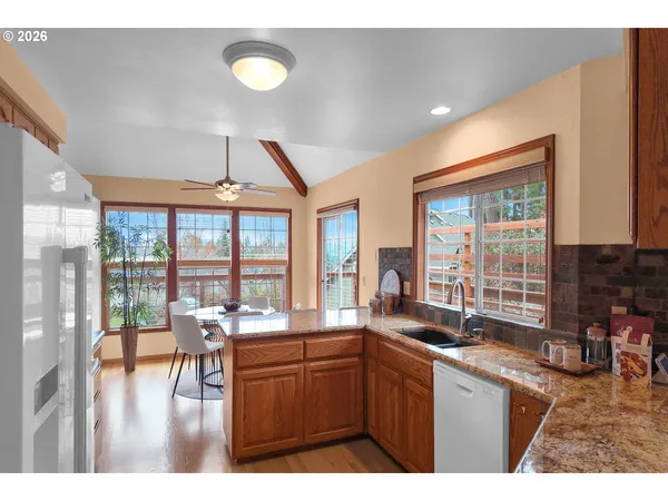 a kitchen with lots of counter top space
