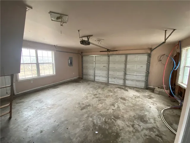 a view of a garage with window