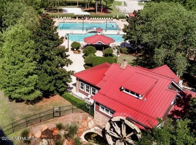 an aerial view of a house