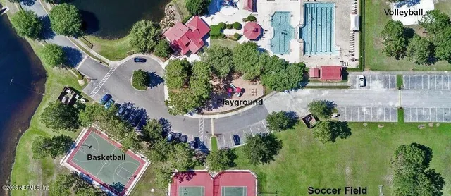 an aerial view of a house