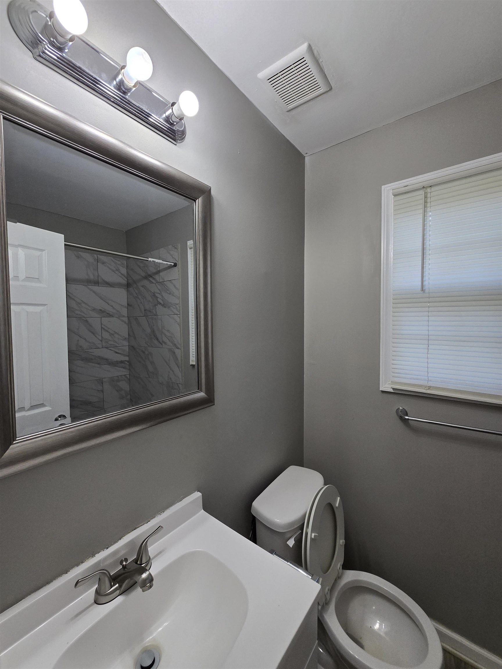 1572 Hanauer Street Memphis, TN 38109 - Photo 17 of 39 a bathroom with a toilet a sink and mirror