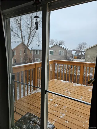 a view of a balcony from a window