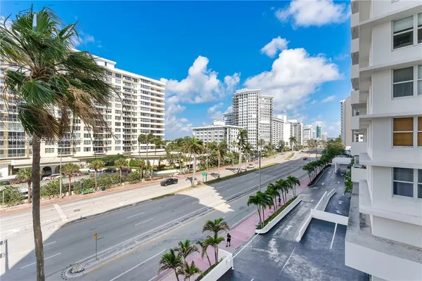 a view of a city with tall buildings