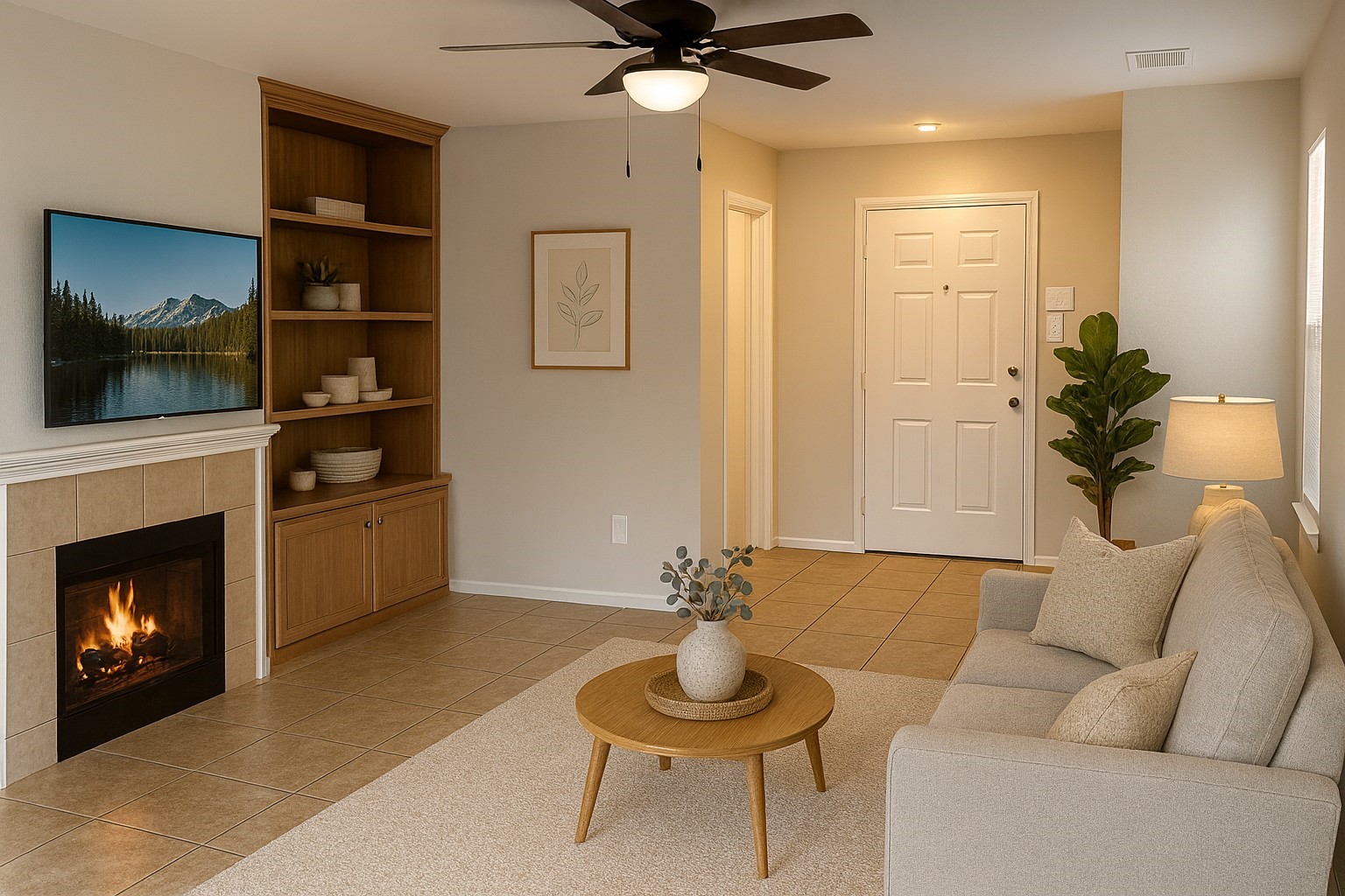 6622 Sutton Meadows Drive Houston, TX 77086 - Photo 16 of 45 a living room with furniture and a fireplace