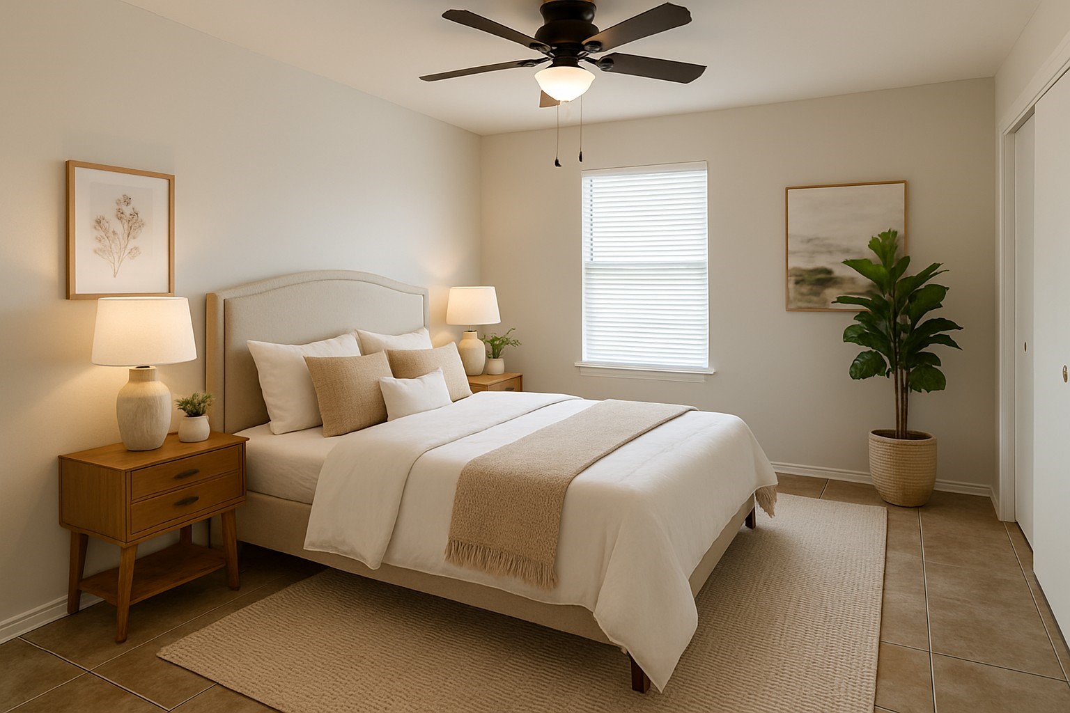 6622 Sutton Meadows Drive Houston, TX 77086 - Photo 33 of 45 a bedroom with a bed and a potted plant