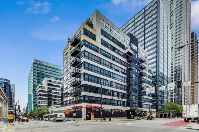 a view of a building and a street