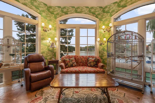 a view of entryway with a fireplace
