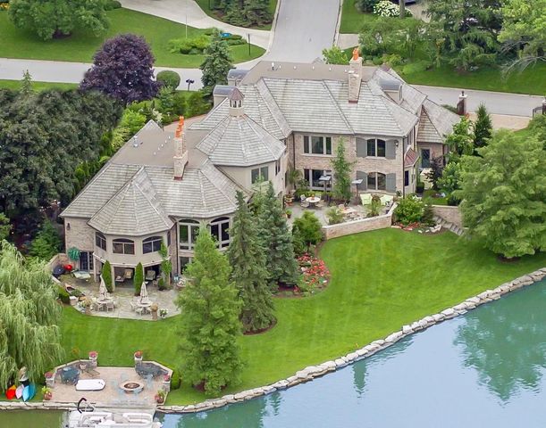 an aerial view of a house