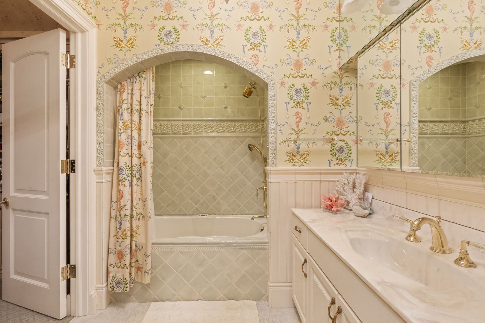561 West 58th Street Hinsdale, IL 60521 - Photo 46 of 87 a bathroom with a granite countertop sink a mirror and shower