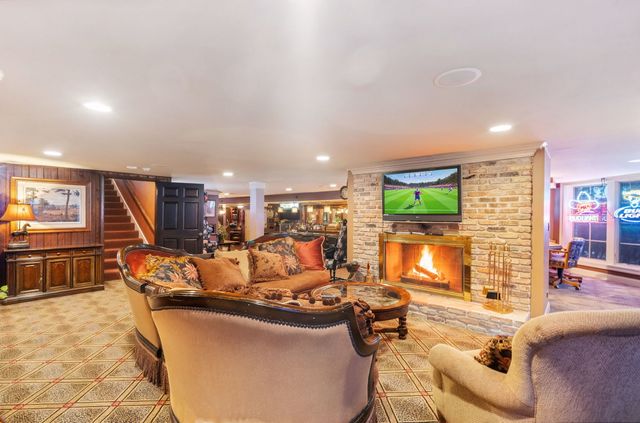 a view of a swimming pool and an outdoor space