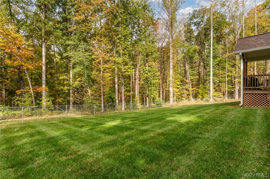 1602 Blakely Road Crozier, VA 23039 - Photo 30 of 44 a backyard of a building with large trees