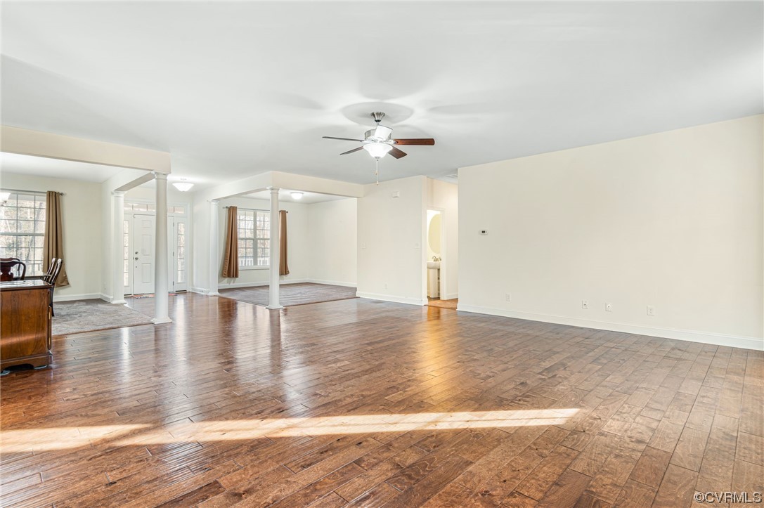 1602 Blakely Road Crozier, VA 23039 - Photo 10 of 44 a view of empty room with wooden floor and fan