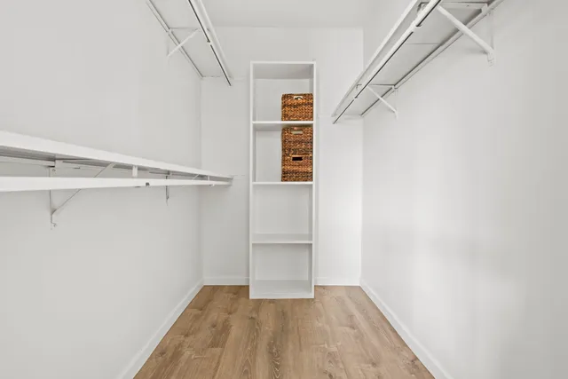 a view of an empty walk in closet