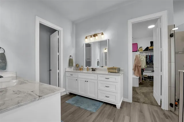 a bathroom with a sink double vanity