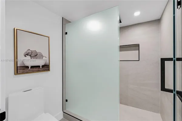 a bathroom with a shower