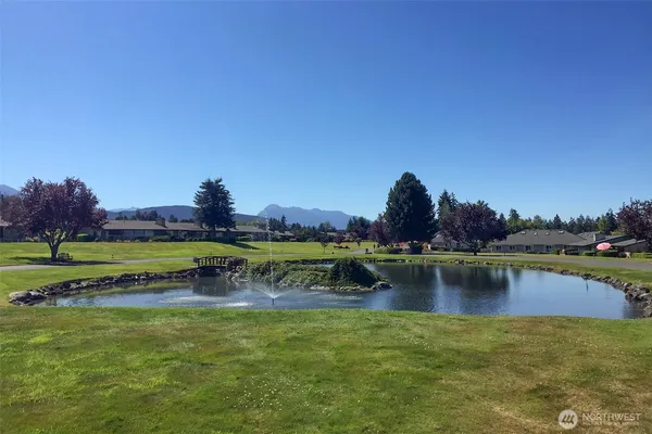 a view of a lake with outdoor space