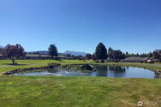a view of a lake with outdoor space