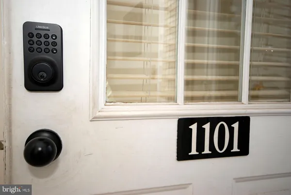 a view of a door with a window