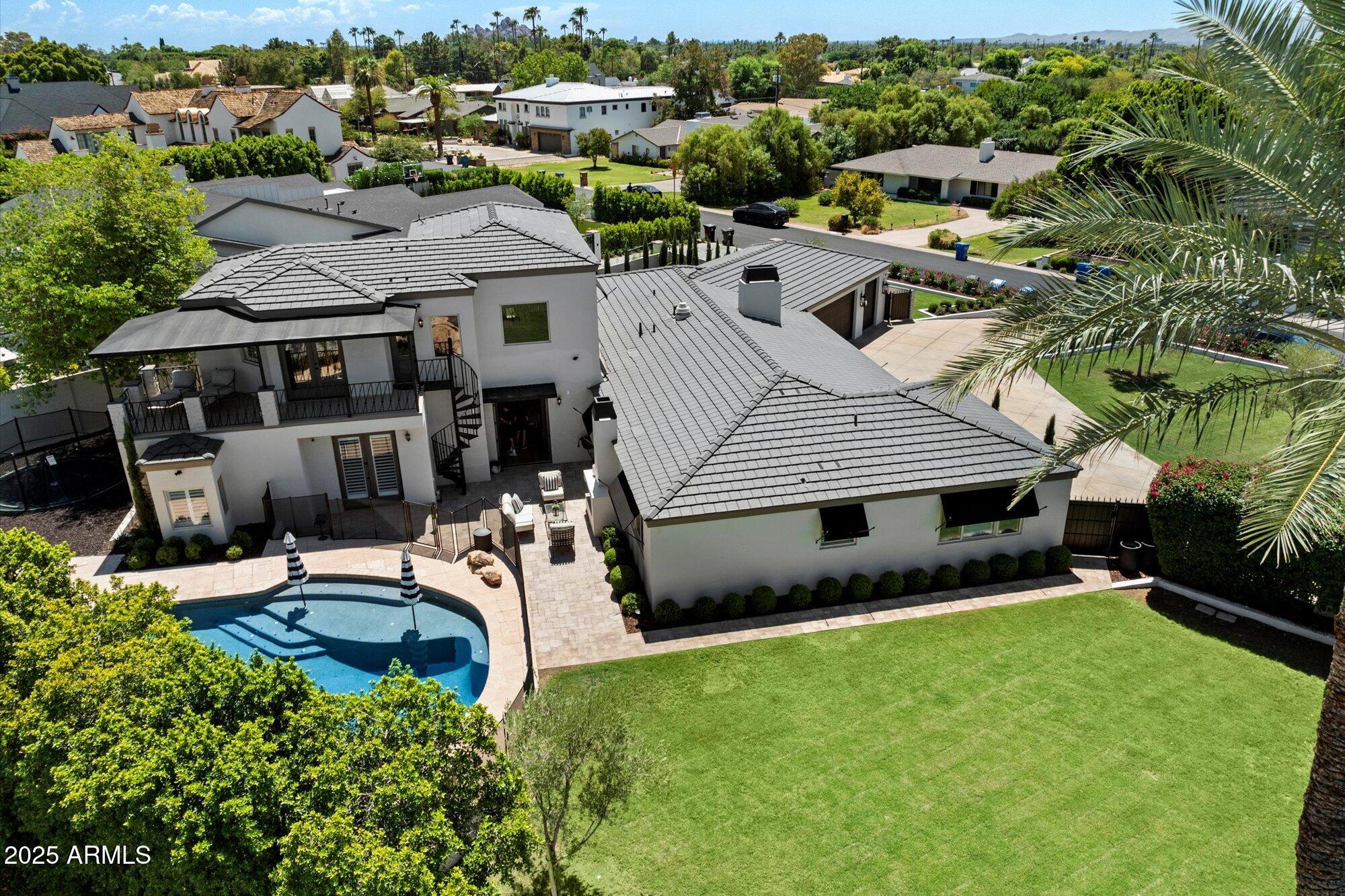 4502 East Exeter Boulevard Phoenix, AZ 85018 - Photo 45 of 48 Aerial View of Backyard Oasis