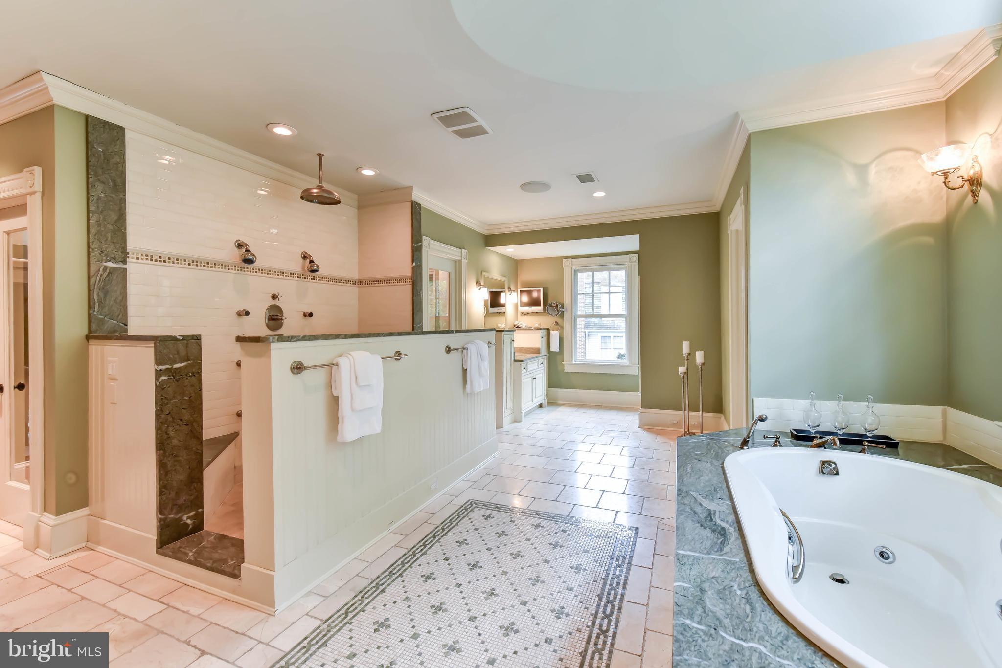 7615 Southdown Road Alexandria, VA 22308 - Photo 46 of 80 Mosaic Flooring and step-in, multi-head shower