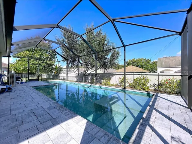 a view of yard from a balcony