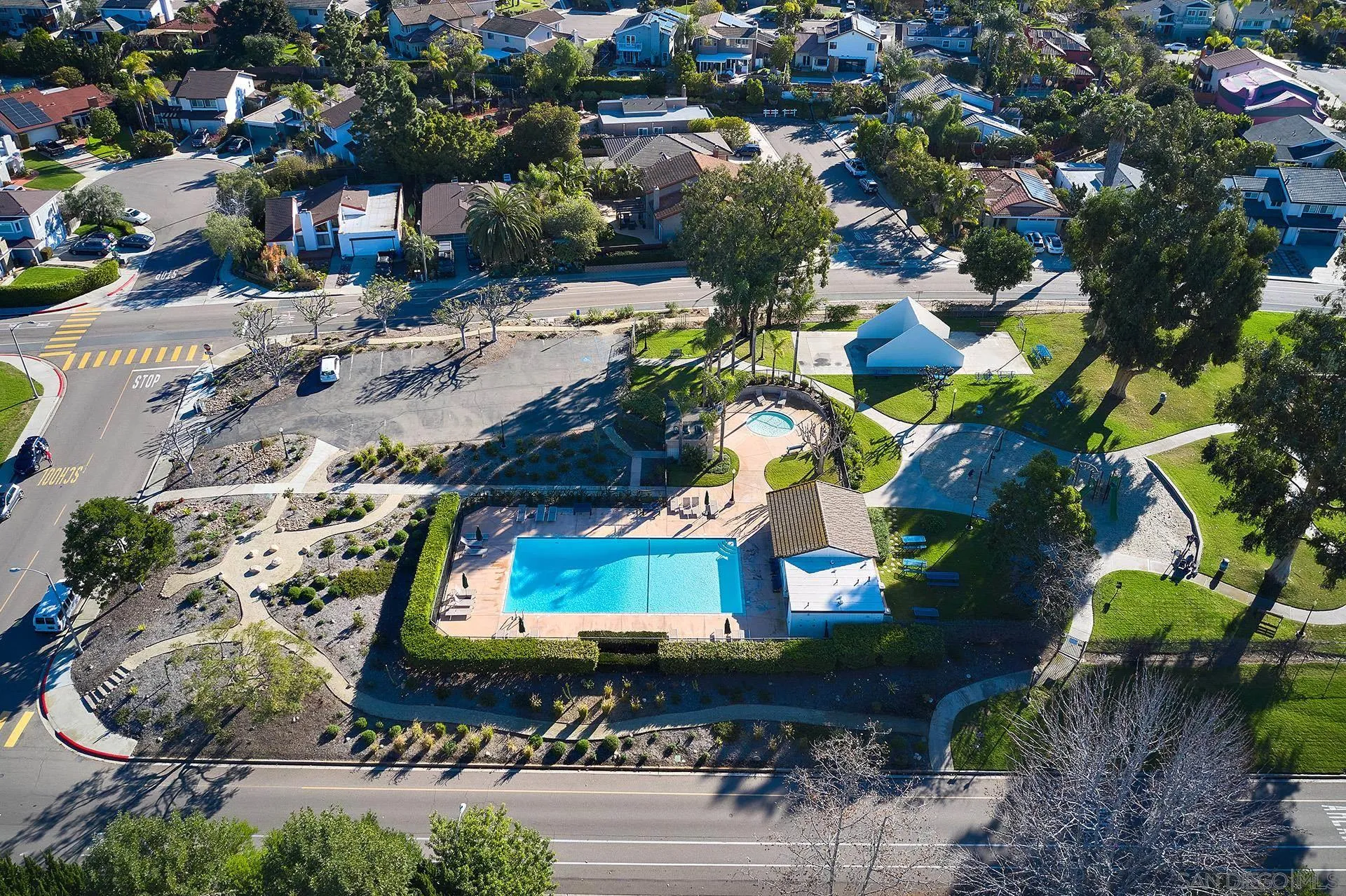 138 Townwood Way Encinitas, CA 92024 - Photo 32 of 48 an aerial view of a house with a yard and garden