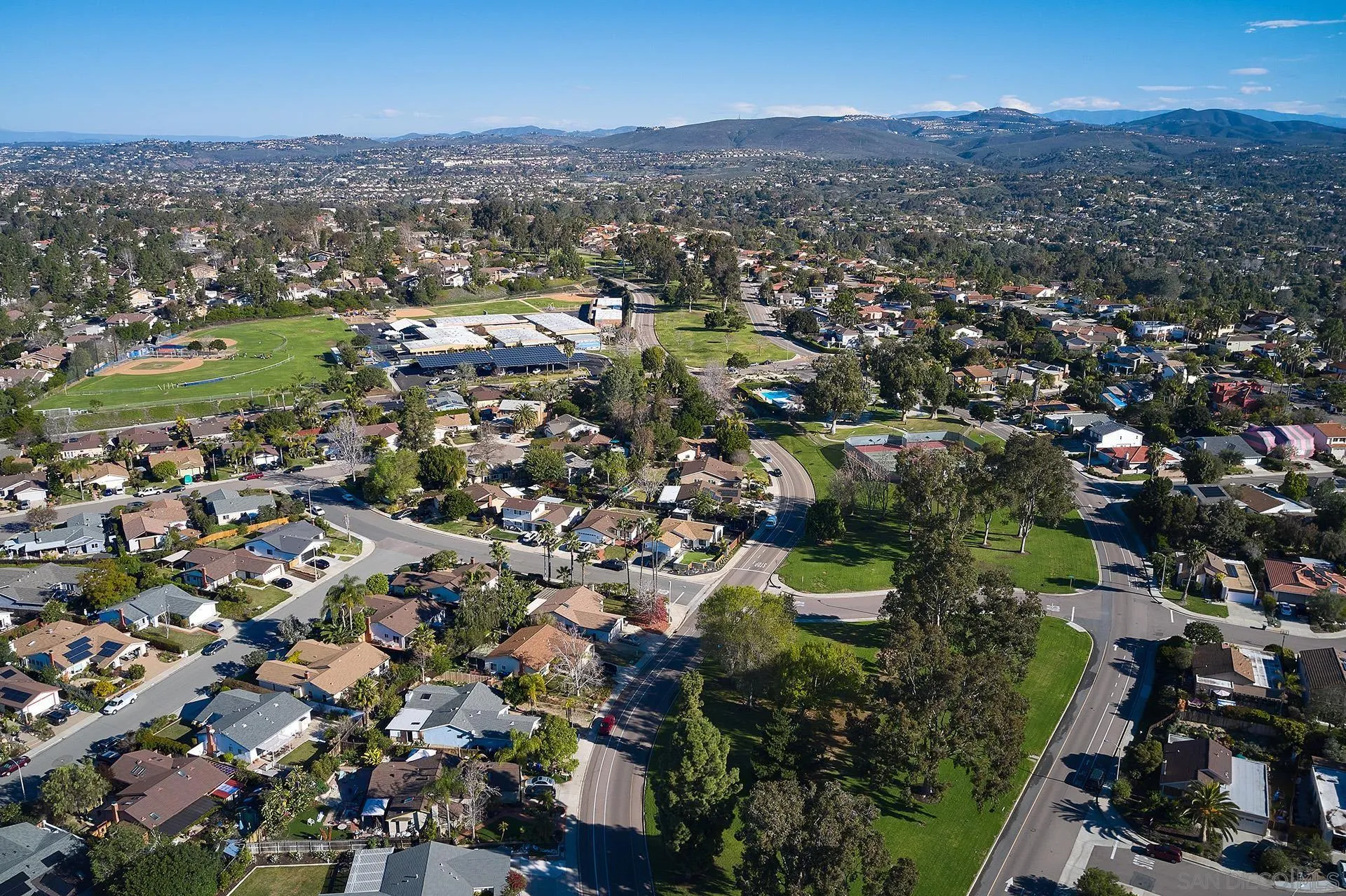 138 Townwood Way Encinitas, CA 92024 - Photo 43 of 48 an aerial view of residential houses with outdoor space and trees