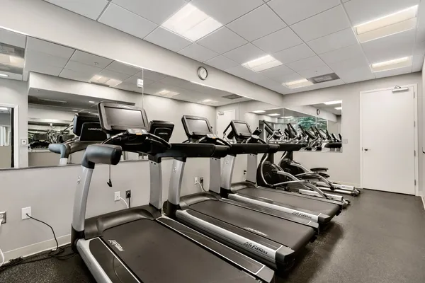 a room with gym equipment