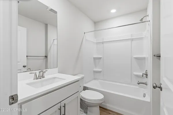 a view of an empty room with racks