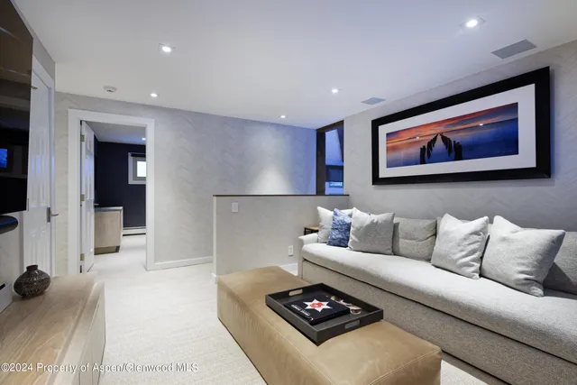 a living room with furniture and a couch