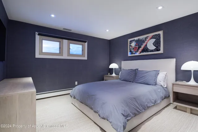 a bedroom with a bed and a couch