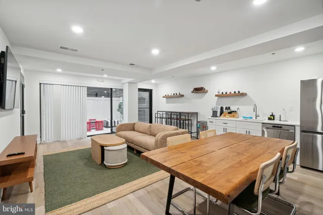 a front view of a building with a street