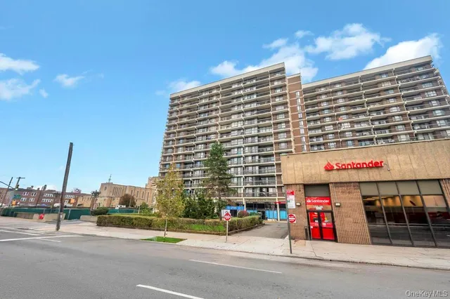a view of a building with a street