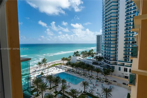 a view of a lake with a city