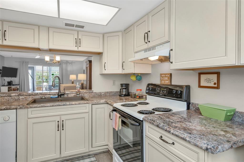 9617 Brassie Court New Port Richey, FL 34655 - Photo 3 of 41 a kitchen with stainless steel appliances granite countertop a sink stove and cabinets