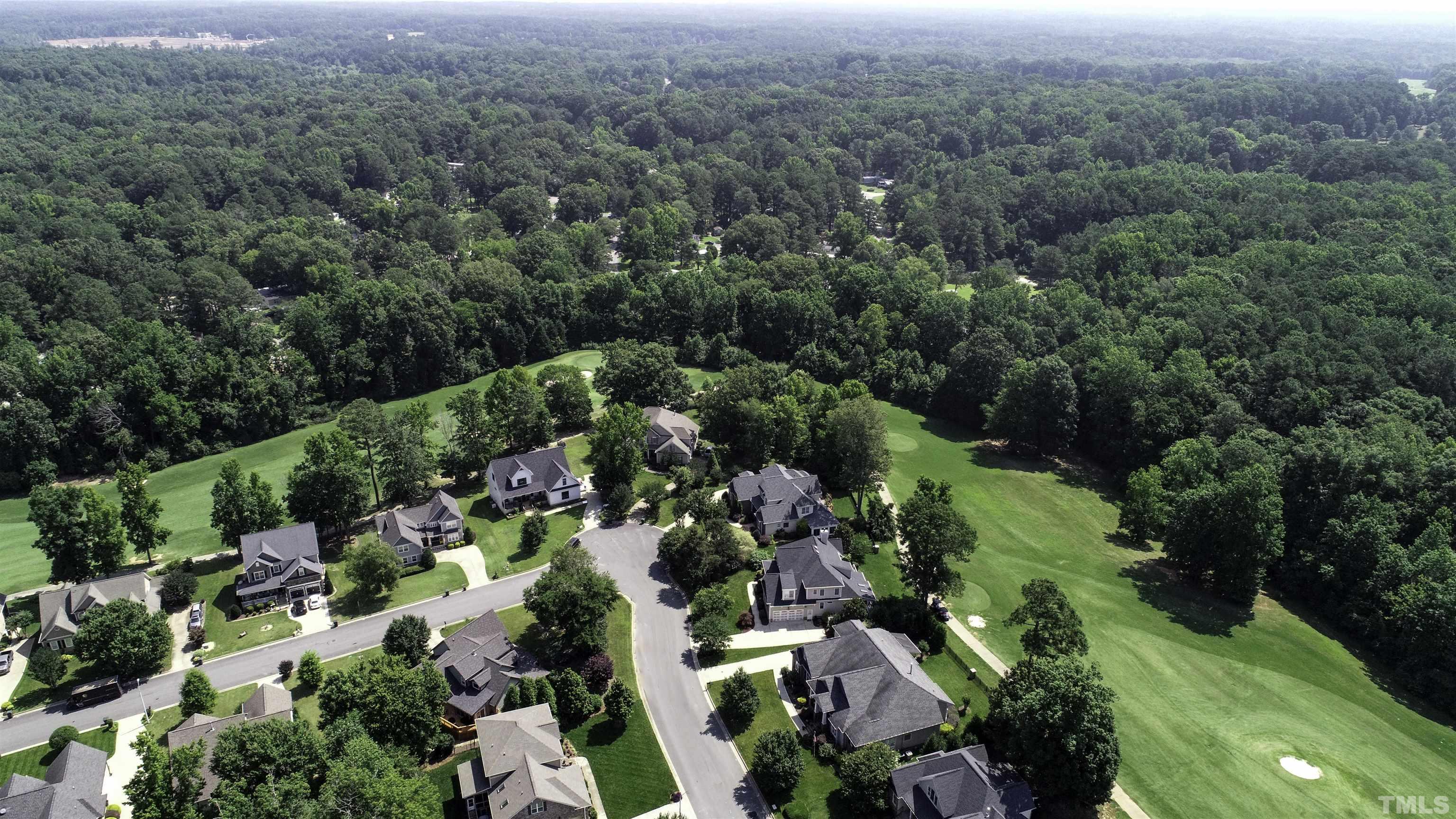424 Waterville Street Raleigh, NC 27603 - Photo 70 of 76 an aerial view of residential houses with outdoor space and trees