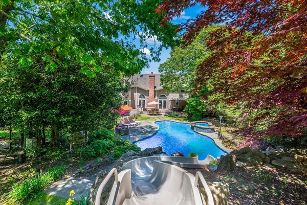 a view of swimming pool with lounge chair