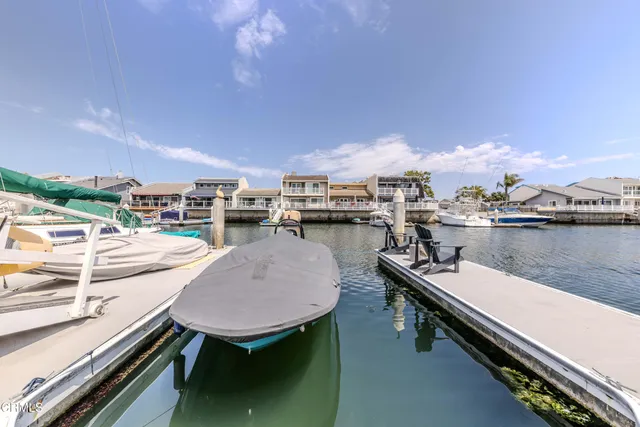 an outdoor space with seating area