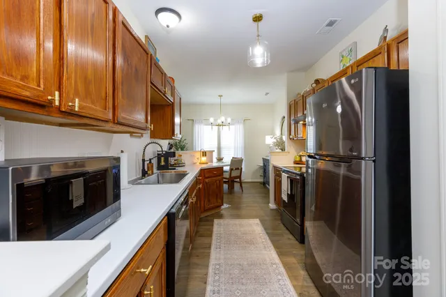 a kitchen with lots of counter top space