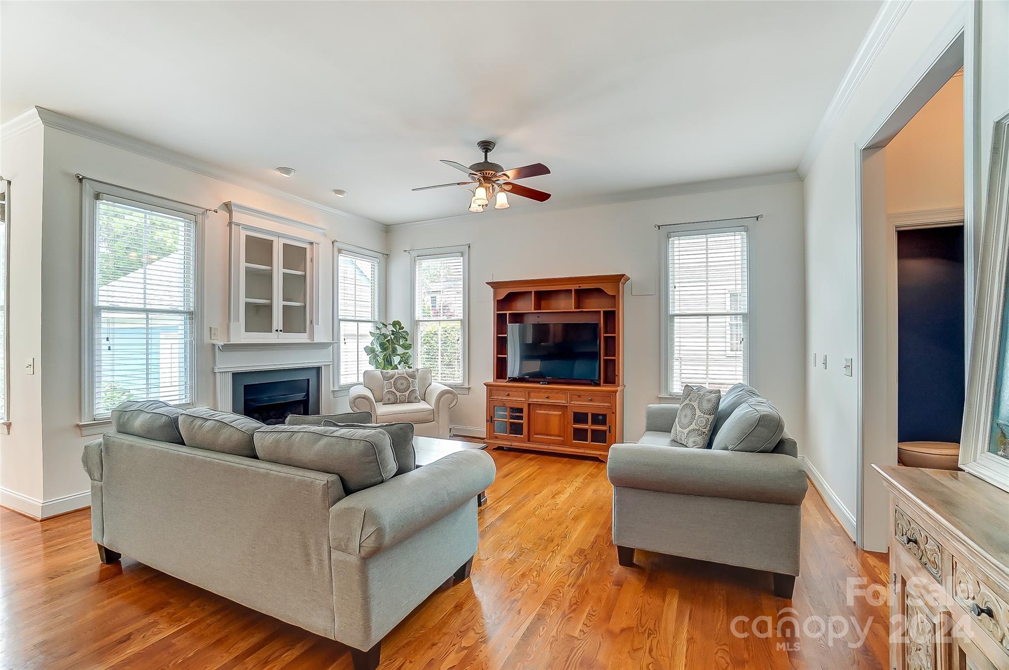 412 Sophia Court Fort Mill, SC 29708 - Photo 7 of 34 a living room with furniture a fireplace and a flat screen tv