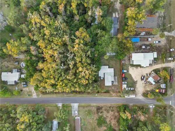 a view of a yard with plants and wooden fence