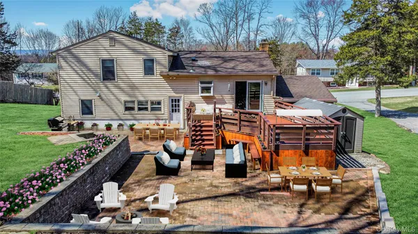 an aerial view of a house